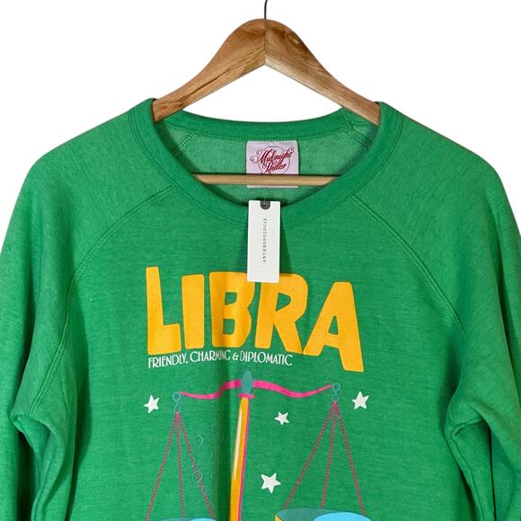 NWT Midnight Rider Anthropologie Libra Sweatshirt Womens M Green Astrology Cozy - Picture 6 of 9